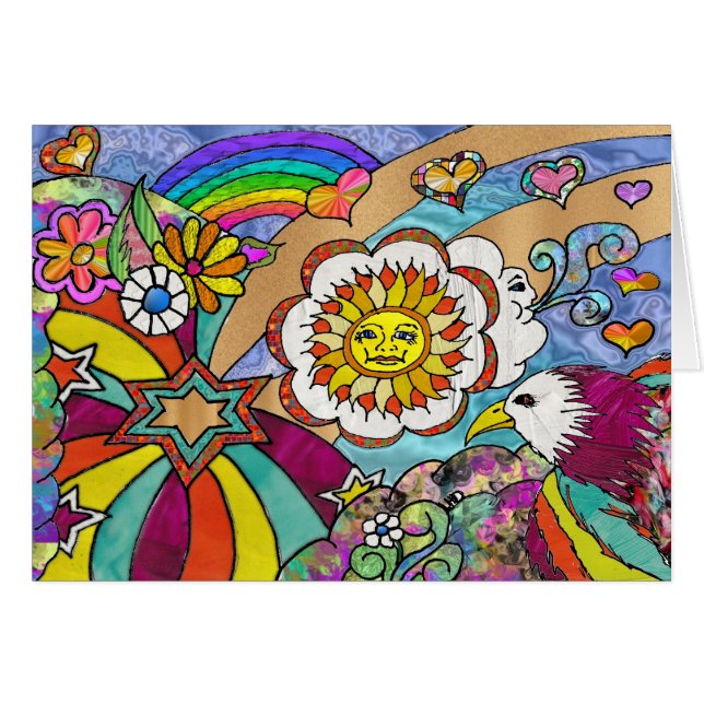 Retro 60s Psychedelic Sunshine Aigle Cadeaux (Devant horizontal)