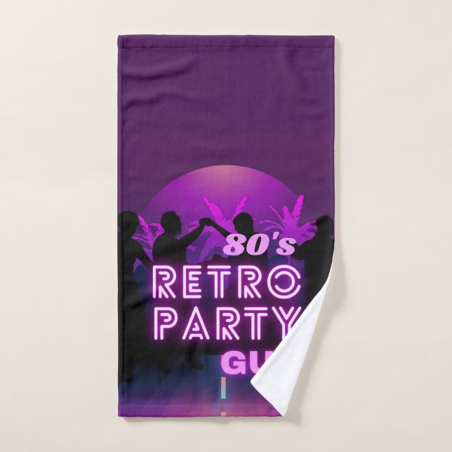 Retro 80 s Disco Dance Party Neon Purple Funky (Serviette à main)