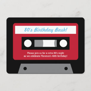 Retro 80s Cassette Tape Anniversaire Invitations d