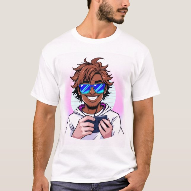 Retro 80s Gamer – Vaporwave Style Vector T-Shirt  (Devant)