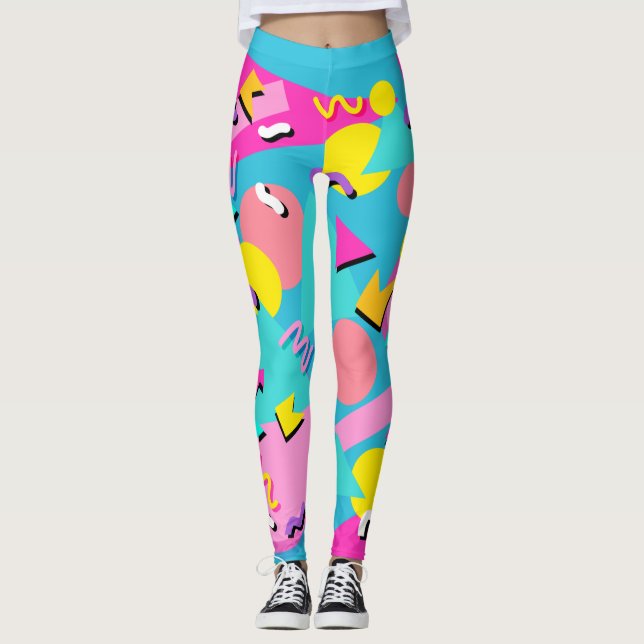 Retro 80s Pattern Leggings Vibrant Colourful (Devant)