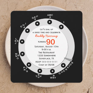Retro 90e anniversaire Invitation fête Rotary Dial