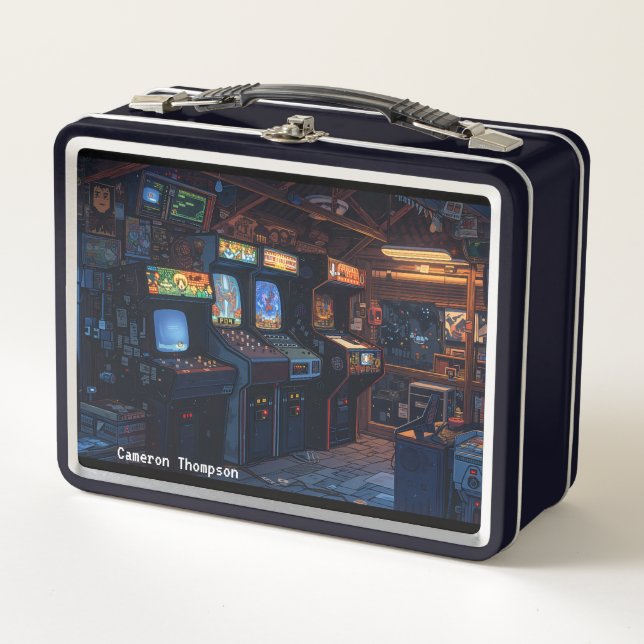 Retro 90s 80s Vintage Arcade Tin Lunch Box (Devant)
