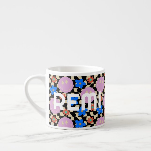 Retro À damiers nom de la fleur Toddler Mug (Gauche)