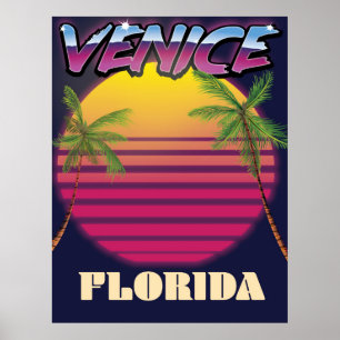 Rétro affiche de vacances de Venise la Floride