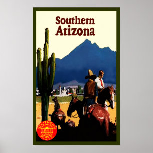 Rétro affiche du sud de voyage de l'Arizona