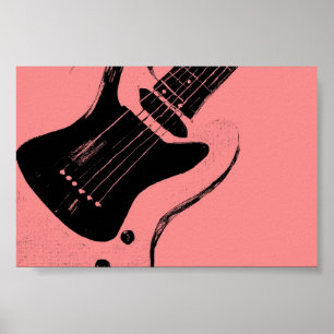 Rétro affiche rose de musique