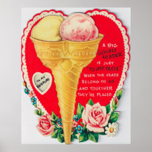 Rétro affiche vintage de Valentine de crème glacée