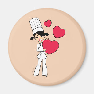 Rétro aimant de fille de cuisson
