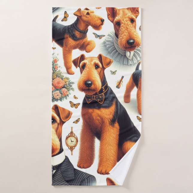 Retro Airedale Terrier sans fil (Serviette de bain)