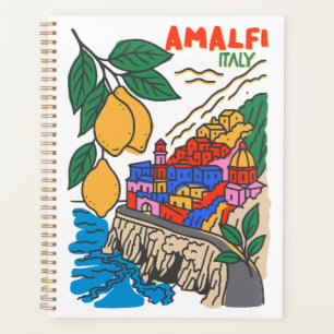 Retro Amalfi Italie Méditerranée Art Dessinée à la