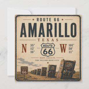 Rétro Amarillo Route 66 Carte Postale Art