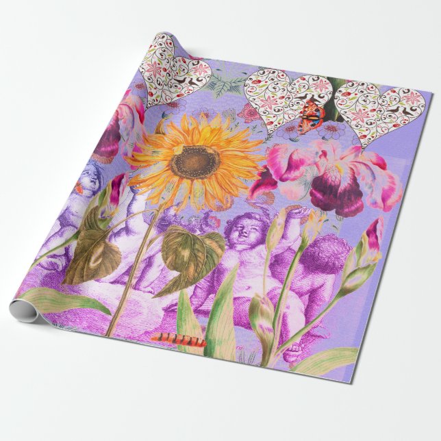 RETRO ANGEL Valentine's Day CADEAU papier envelopp (Déroulé)