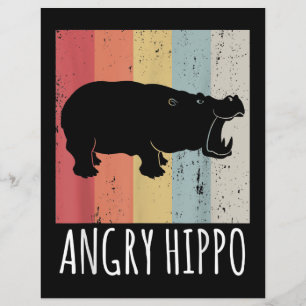 Rétro Angry Hippo - Vintage Hippopotamus
