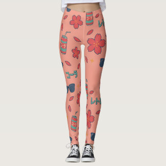 Retro Anime Vacation Icons – Kawaii Neon Leggings