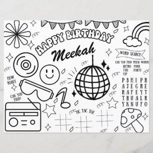 Retro Anniversaire Coloriage Page Super 90's Party