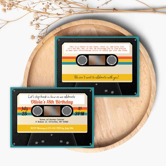 Retro Anniversaire Invitation Cassette MixTape Mus (Créateur téléchargé)
