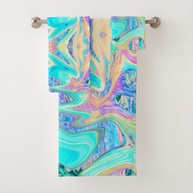 Retro Aqua Blue Liquid Art sur les Hydrangeas Abst (En situation)