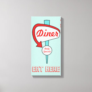Retro Aqua Diner Signal Cuisine Décor Toile
