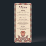 Retro Art Nouveau Wedding Menu Card<br><div class="desc">Present your wedding banquet with distinction using this elegant retro-style wedding menu. Featuring an Art Nouveau-inspired composition and a Mid-Century Modern earth-tone palette, this design includes a beautiful botanical illustration and an arched frame that brings an artistic touch to your table. Total Customization: This menu is 100% adjustable. You can...</div>