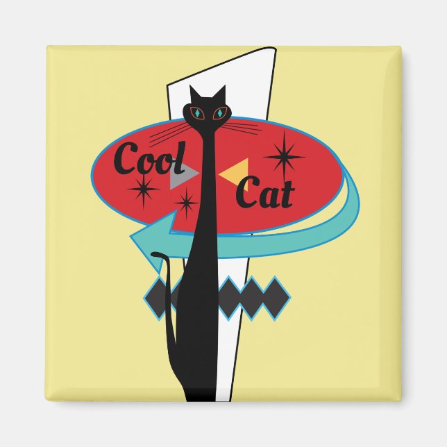 Retro Atomic Era MCM Cool Cat Magnet v2 (Devant)