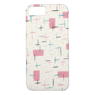 Retro Atomic Pink Motif iPhone 7 Coque