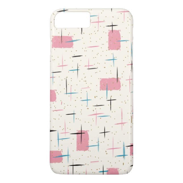 Retro Atomic Pink Motif iPhone 7 Plus Coque (Dos)