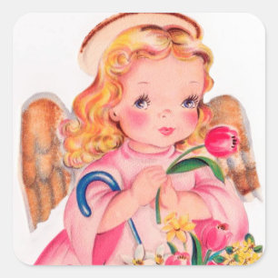 Rétro autocollant vintage de vacances d'ange de