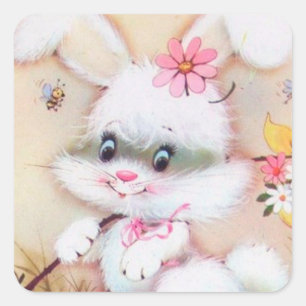 Rétro autocollant vintage de vacances de lapin de
