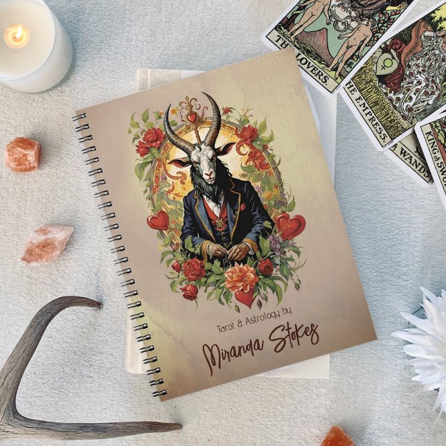 Retro Baphomet Coeurs Vintages Rose Tarot Journal (Retro Baphomet Vintage Hearts and Roses Tarot Journal for professional tarot readers)