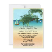 Retro Beach Scène Mariage formel Invitation