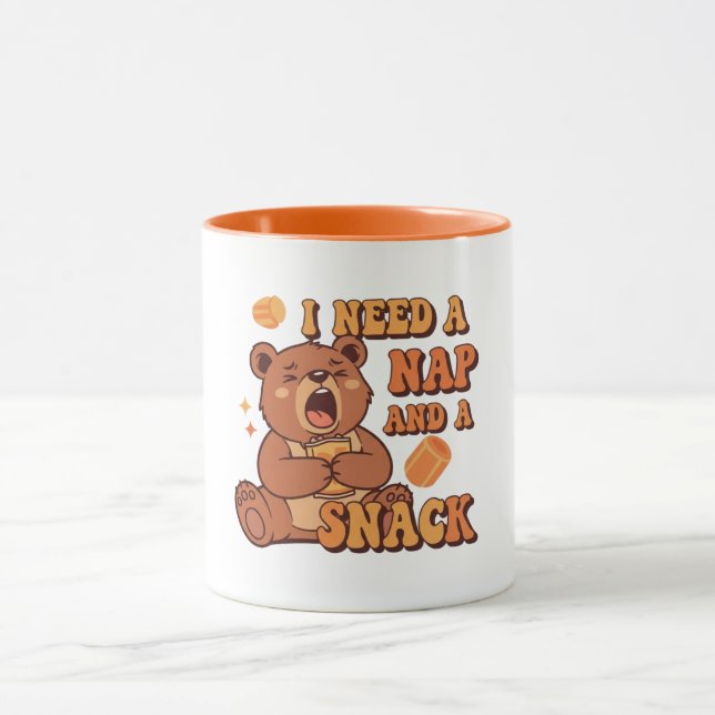 Retro Bear Nap and Snack Color Inside Mug (Centre)