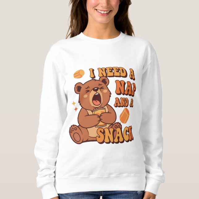 Retro Bear Nap and Snack Women’s Sweatshirt (Devant)