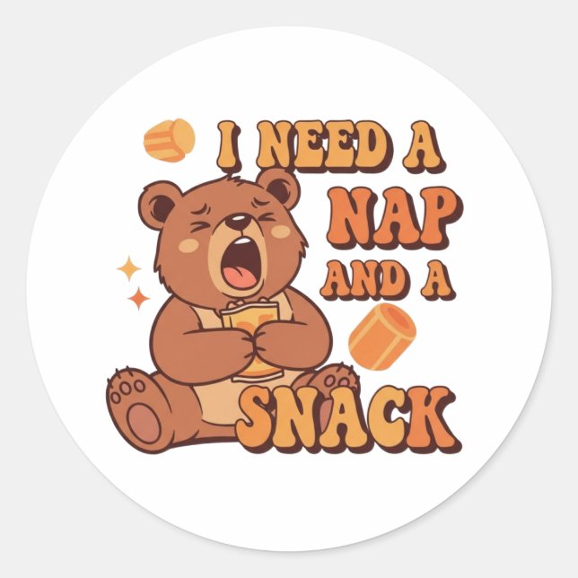 Retro Bear Needs a Nap Vinyl Sticker (Devant)