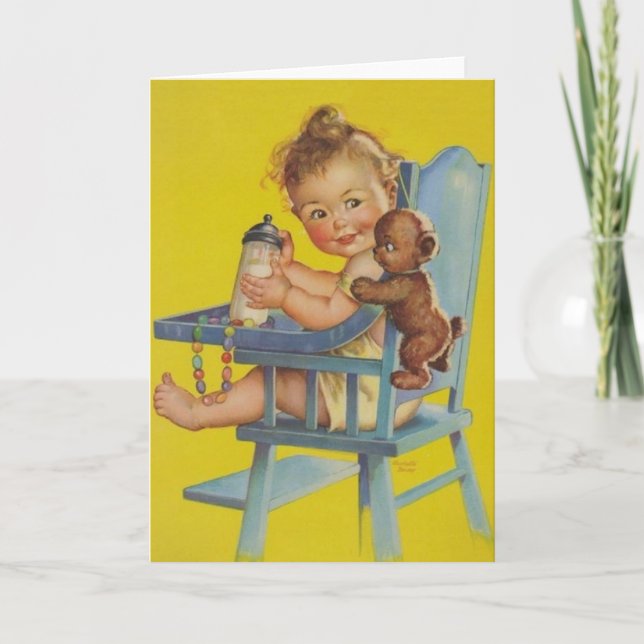 Rétro bébé dans la carte de voeux de chaise (Devant)