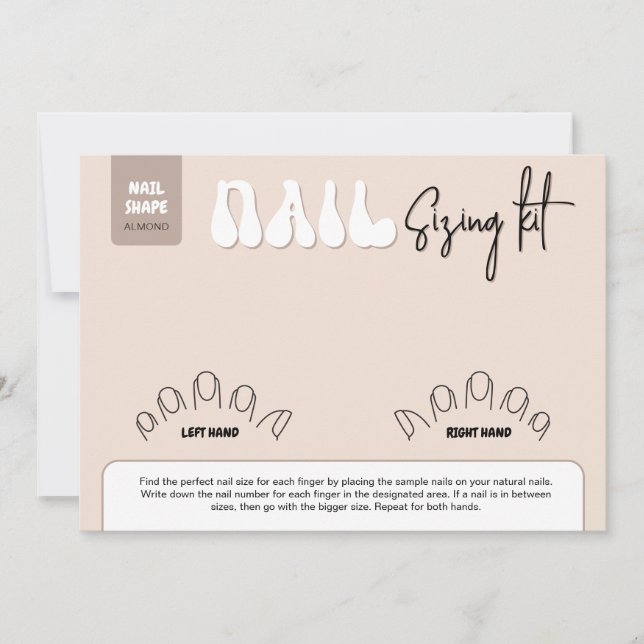 Retro Beige Acrylic Nails Sizing Kit Display Card (Devant)