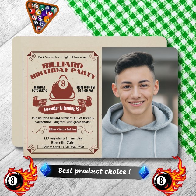 Retro Billiard Anniversaire Invitation Ajouter Vot (Créateur téléchargé)