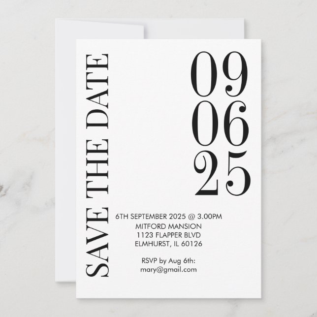 Retro Black & White Enregistrer la date Invitation (Devant)