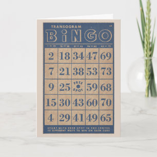 Rétro bleu et Tan de carte de bingo-test