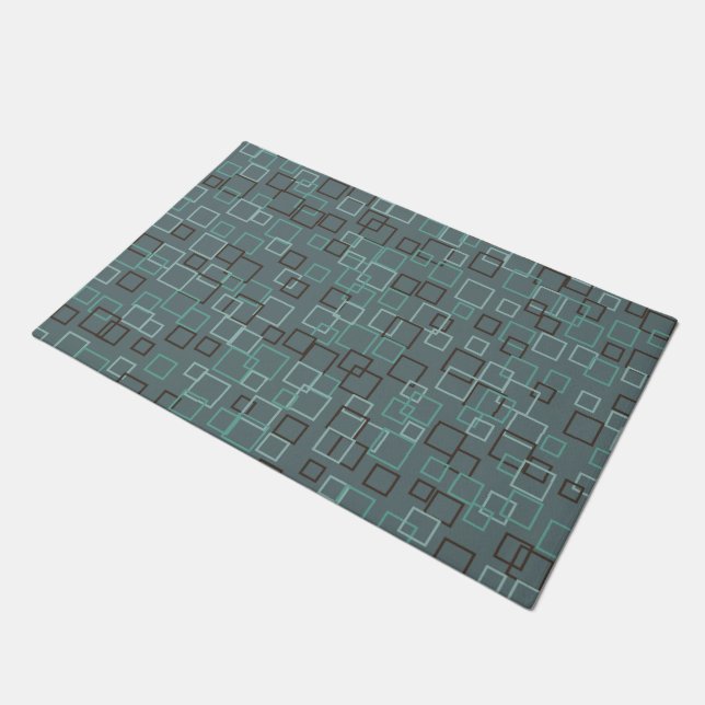 Retro Blue Aqua Porte d'accueil Mat tapis cadeau (Incliné)