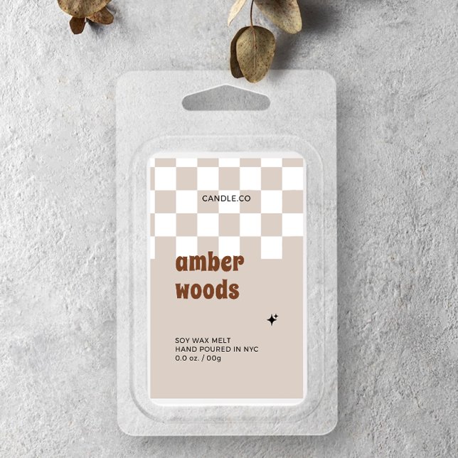 Retro Boho À damiers Soy Wax Melt Étiquette (Créateur téléchargé)