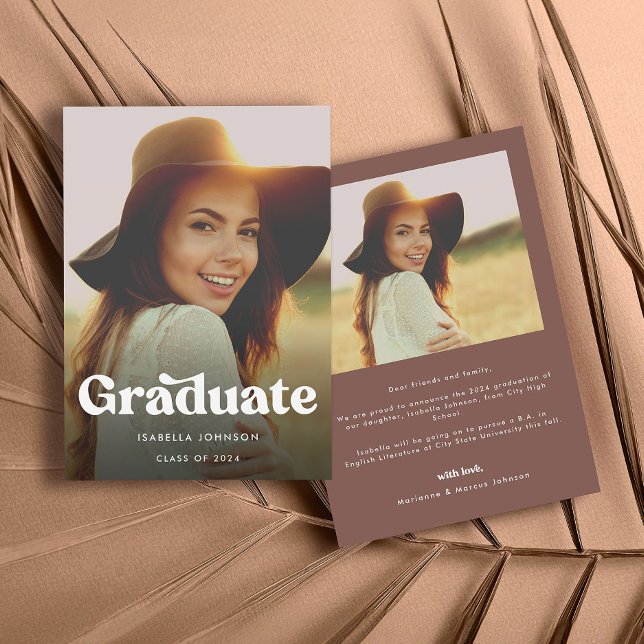 Retro Boho Faire-part de graduation photo (Créateur téléchargé)