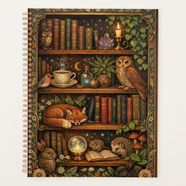 Retro book lover woodland animals (Devant)