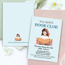 Rétro Bookish Book Club Meeting Party Invitation