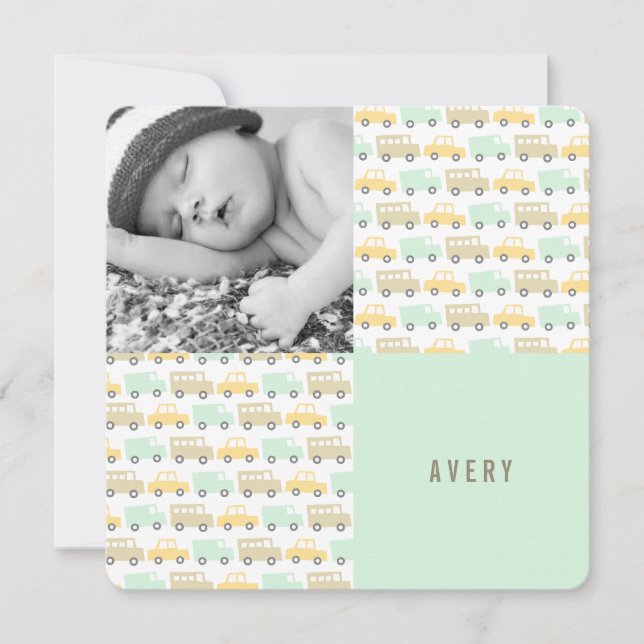 Retro Boys Toys Baby Boy Photo Faire-part de naiss (Devant)