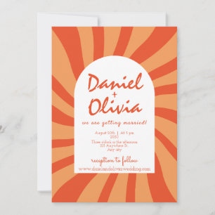 Rétro Brown et orange avec Faire-part de mariage Q