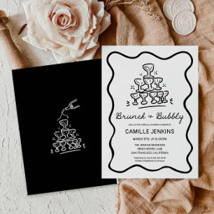 Retro Brunch et Bubbly invitation de douche nuptia