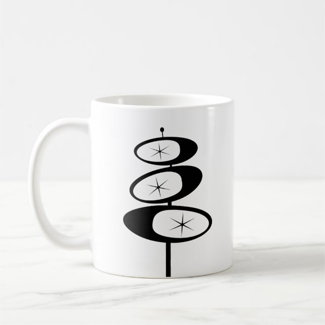 Retro CAFÉ MUGS Atomic Age MCM Imprimer (Gauche)