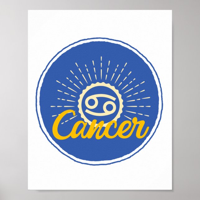Retro Cancer Zodiac Sign Badge  Poster (Devant)