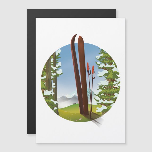 Retro Caricature logo voyage ski (Devant / Derrière)